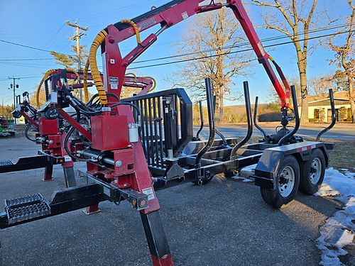 Woody Equipment 12′ Forestry Trailer Model 12-86 HV with Gooseneck Log Loader Model 150-HDT | Pull Type | For Trucks & Tractors