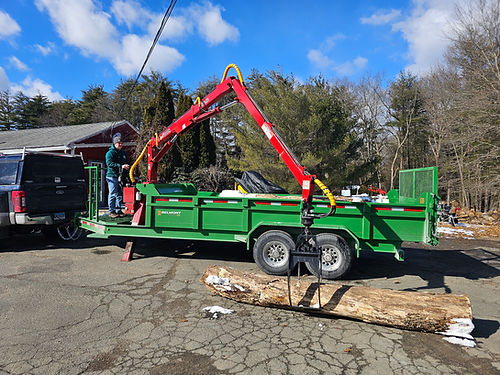 Woody Equipment 10′ Road Trailer Model 10-78 HV-R with Gooseneck Log Loader Model 130 HD & 150 HD | Pull Type | For Small Trucks & Tractors