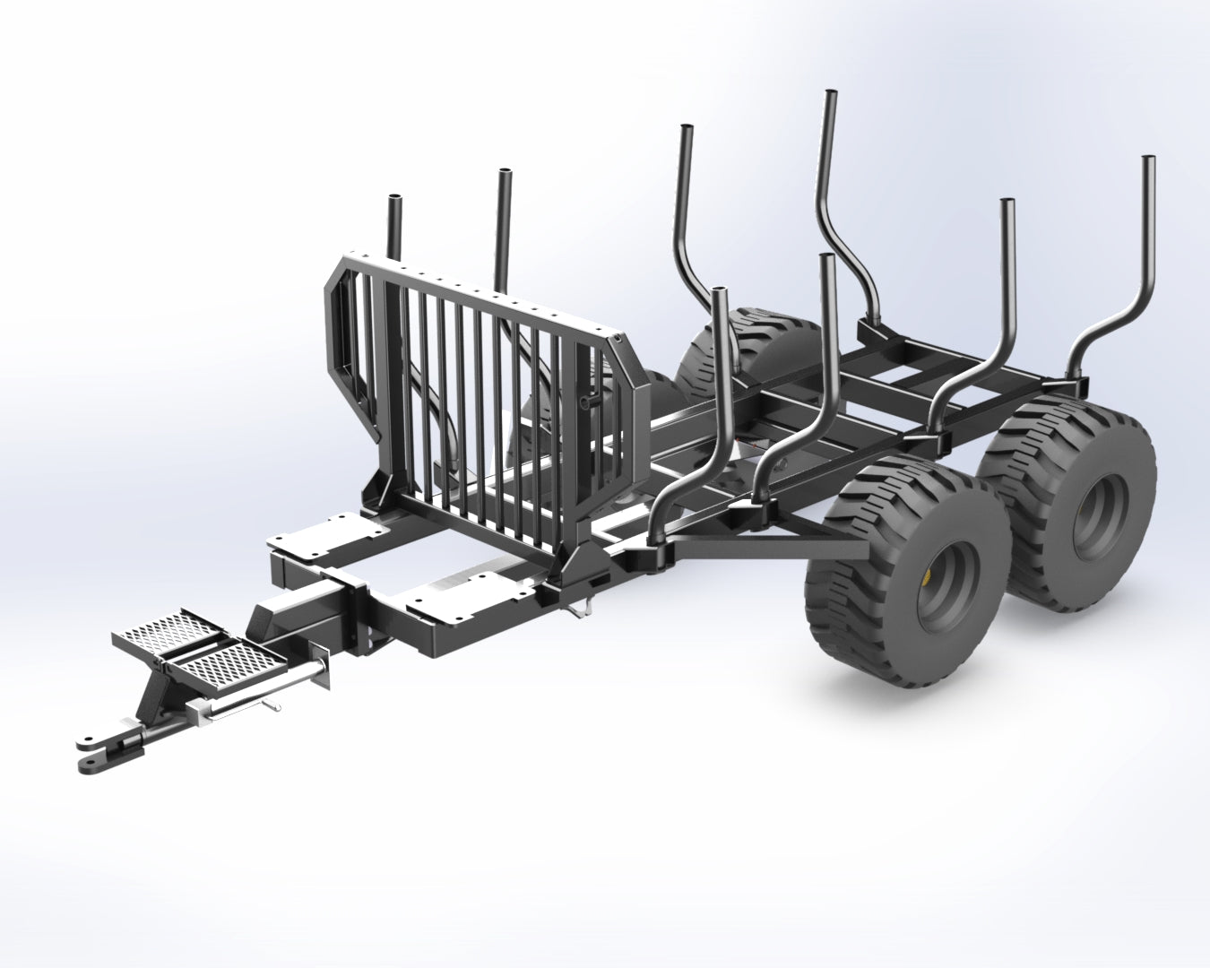 Woody Equipment 10′ Forestry Trailer Model 10-78 HV with Gooseneck Log Loader Model 130-HD / HDT | Pull Type |For Tractors