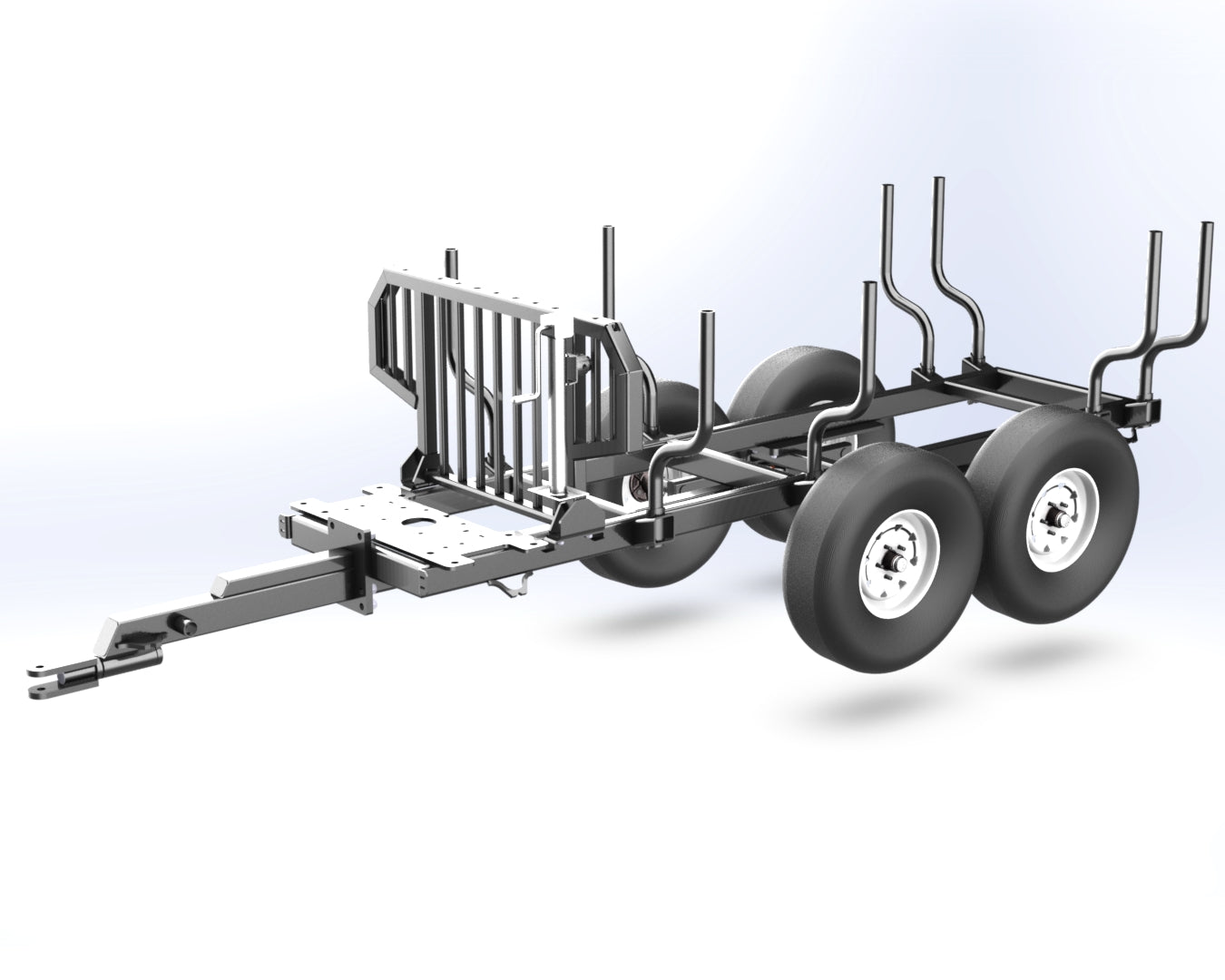 Woody Equipment 8' 9'' Forestry Trailer Model 9-58 HV with Gooseneck Log Loader Model 105 HD | Pull Type | For Compact Tractors | 20 HP - 40HP