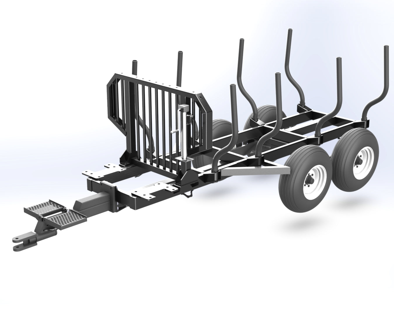 Woody Equipment 9' 9'' Forestry Trailer Model 10-66 HV with Gooseneck Log Loader Model 115 HD | Pull Type | For Tractors