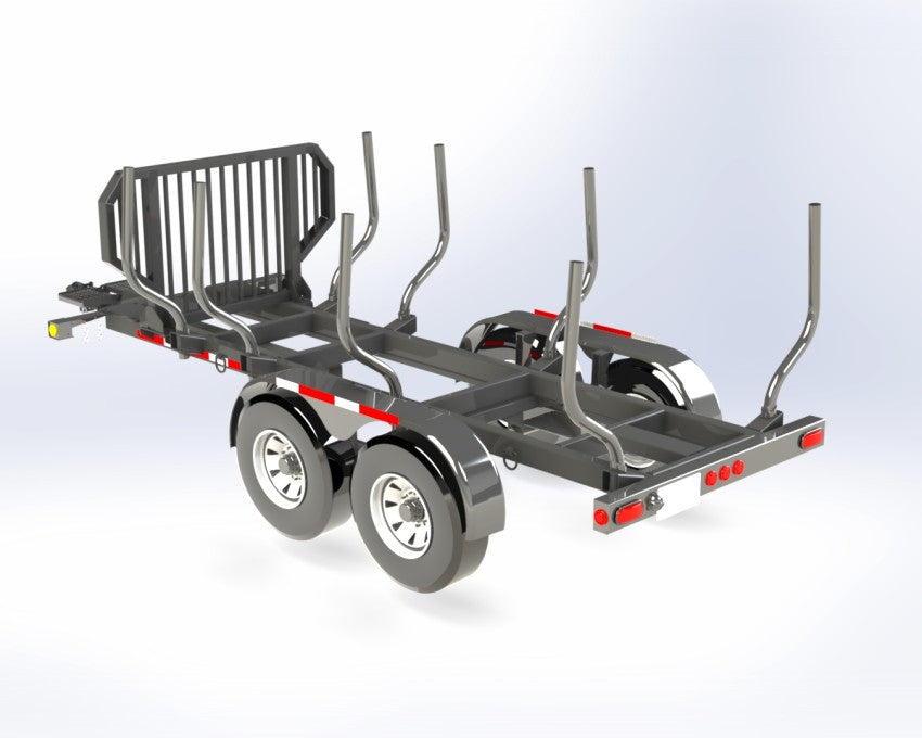 Woody Equipment 10′ Road Trailer Model 10-78 HV-R with Gooseneck Log Loader Model 130 HD & 150 HD | Pull Type | For Small Trucks & Tractors