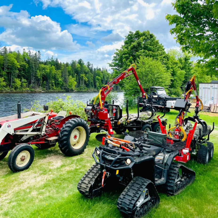 Woody Equipment 8' Forestry Trailer Model 8-52 with Gooseneck Log Loader Model 90 HD & 90 HD Plus | Included hydraulic Axle &  Grapple 28'' Hardox | Pull Type | For ATV / QUAD