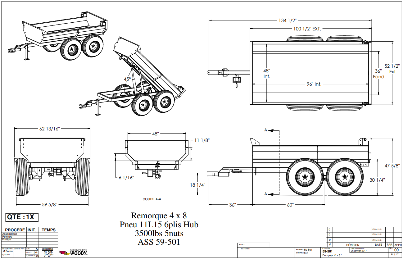 Woody Equipment Tilting Dump Trailer Model 407 & 408 V Series | 18-45 HP | Pull Type | For ATVs,  Side by Sides & Small Tractors