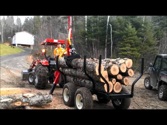 Woody Equipment 10′ Forestry Trailer Model 10-66 LP with Gooseneck Log Loader Model 125 LP | Pull Type | For Tractors